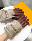 HM Glove In Brown Lambskin With Rabbit Fur Lining 103797