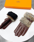 HM Glove In Brown Lambskin With Rabbit Fur Lining 103797
