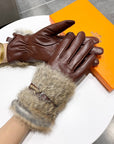 HM Glove In Brown Lambskin With Rabbit Fur Lining 103797