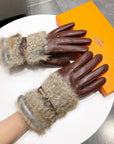 HM Glove In Brown Lambskin With Rabbit Fur Lining 103797