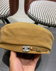 BERET HAT IN PEANUT BROWN FABRIC 419383