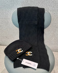 SET HAT AND SCARF IN BLACK WOOL 420823