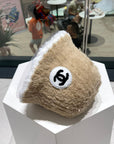 BUCKET HAT IN CAMEL BEIGE MIX WHITE LAMB FUR 420890