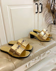 HM Giulia Sandal Gold Metalic Calfskin