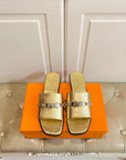 HM Giulia Sandal Gold Metalic Calfskin