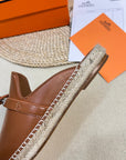 HM Feria Espadrille Mule Brown Calfskin