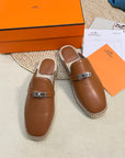 HM Feria Espadrille Mule Brown Calfskin
