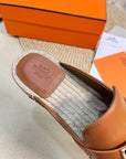 HM Feria Espadrille Mule Brown Calfskin