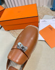 HM Feria Espadrille Mule Brown Calfskin