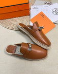 HM Feria Espadrille Mule Brown Calfskin