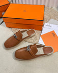 HM Feria Espadrille Mule Brown Calfskin