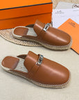 HM Feria Espadrille Mule Brown Calfskin