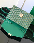 CHYPRE WALLET-POUCH 21 IN GREEN GOYARDINE CANVAS AND CALFSKIN
