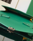 CHYPRE WALLET-POUCH 21 IN GREEN GOYARDINE CANVAS AND CALFSKIN