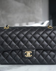 CLASSIC FLAP 25 BLACK LAMBSKIN LIGHT GOLD HARDWARE