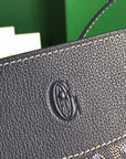 HIRONDELLE BAG 25 IN NAVY BLUE LAMBSKIN AND GOYARDINE CANVAS