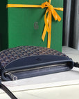HIRONDELLE BAG 25 IN NAVY BLUE LAMBSKIN AND GOYARDINE CANVAS
