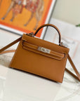 HM Mini Kelly 19cm Gold Epsom Silver Hardware