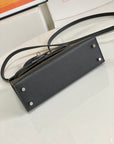 HM Mini Kelly 19cm Black Epsom Silver Hardware