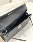 HM Mini Kelly 19cm Black Epsom Silver Hardware