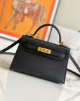 HM Mini Kelly 19cm Black Epsom Gold Hardware