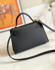 HM Mini Kelly 19cm Black Epsom Gold Hardware