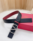 Vlogo Buckle Water Wave Silver Copper Glossy Wine Black Leather 40mm