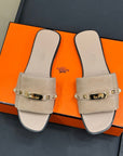 HM Giulia Sandal Beige Lin Calfskin with Suede 212730
