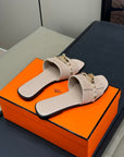 HM Giulia Sandal Beige Lin Calfskin with Suede 212730