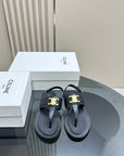 LYMPIA TRIOMPHE THONG IN CALFSKIN BLACK
