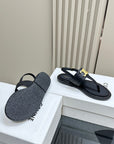 LYMPIA TRIOMPHE THONG IN CALFSKIN BLACK