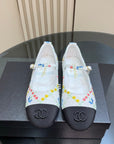 CC 25 Mary Jane Flats White Pattern Fabric 239405