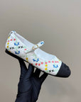 CC 25 Mary Jane Flats White Pattern Fabric 239405