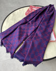 SCARF 180 CM IN VIOLET PURPLE GG PATTERN MONOGRAM WOOL 407526