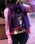 SCARF 180 CM IN VIOLET PURPLE GG PATTERN MONOGRAM WOOL 407526