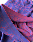 SCARF 180 CM IN VIOLET PURPLE GG PATTERN MONOGRAM WOOL 407526