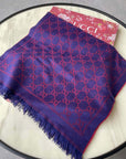 SCARF 180 CM IN VIOLET PURPLE GG PATTERN MONOGRAM WOOL 407526