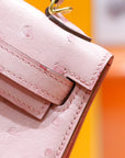 HM Mini Kelly 19cm Pink Ostrich Gold Hardware