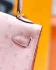 HM Mini Kelly 19cm Pink Ostrich Gold Hardware