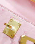 HM Mini Kelly 19cm Pink Ostrich Gold Hardware