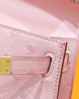 HM Mini Kelly 19cm Pink Ostrich Gold Hardware