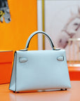 HM Mini Kelly 19cm Cloud Blue Epsom Silver Hardware