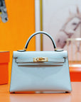 HM Mini Kelly 19cm Cloud Blue Epsom Silver Hardware