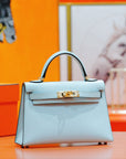 HM Mini Kelly 19cm Cloud Blue Epsom Silver Hardware