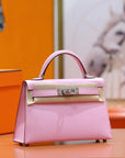HM Mini Kelly 19cm Pink Epsom Silver Hardware