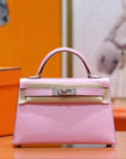 HM Mini Kelly 19cm Pink Epsom Silver Hardware