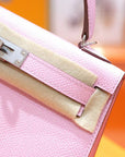 HM Mini Kelly 19cm Pink Epsom Silver Hardware