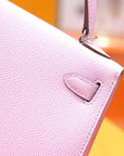 HM Mini Kelly 19cm Pink Epsom Silver Hardware