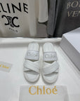 CHLOÉ MILA PLATFORM 5 CM IN WHITE NYLON WITH EMBROIDERED LOGO