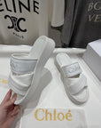 CHLOÉ MILA PLATFORM 5 CM IN WHITE NYLON WITH EMBROIDERED LOGO